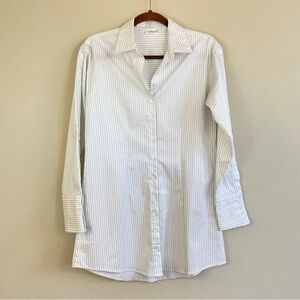 STEELE White Pinstripe Long Sleeve Button Down Tunic Top Corpcore Size XS